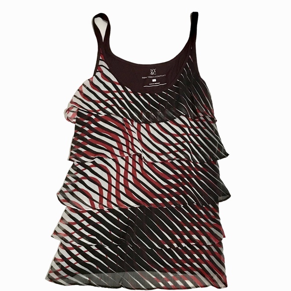 New York & Company Tops - NY& CO Burgundy Ruffled Tank Top